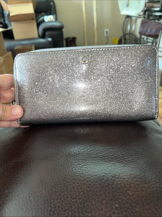 Handbags - Kate Spade Leather Metallic Silver Wallet